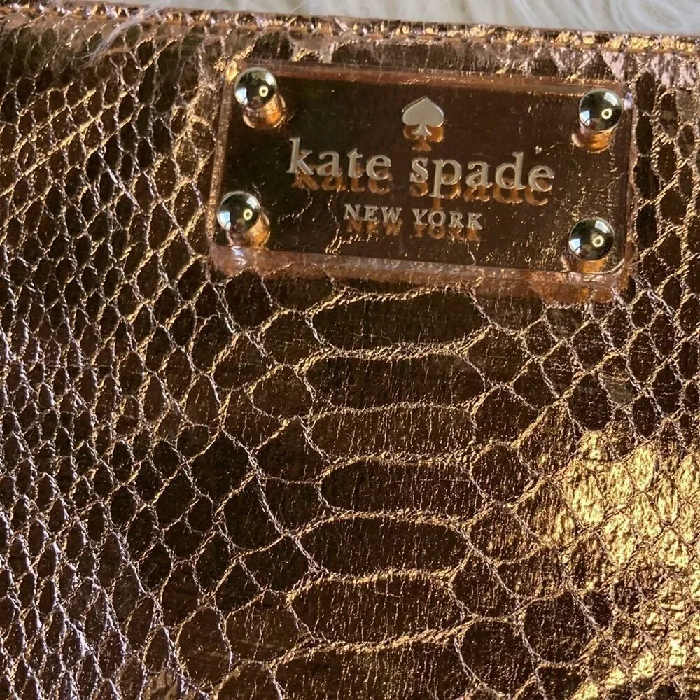 Kate Spade Foiled Again “Gia” Rose Gold Clutch NWNT